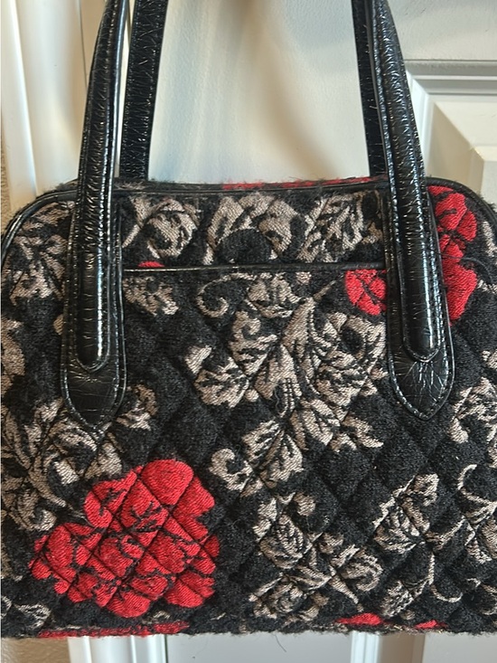 Vera Bradley Handbags - Vera Bradley Quilted Black Tote with Red Floral Accents